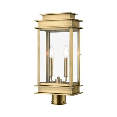 Princeton 2 Light Antique Brass Outdoor Large Post Top Lantern