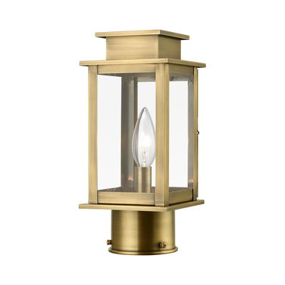Princeton 1 Light Antique Brass Outdoor Mini Post Top Lantern