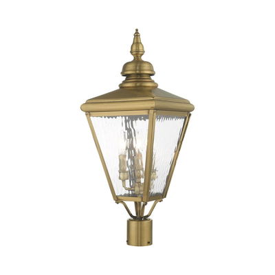 Cambridge 3 Light Antique Brass Post Top Lantern