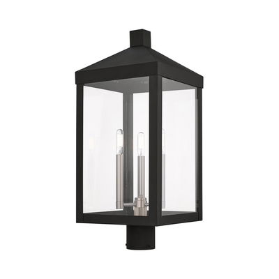 Nyack 3 Light Black Outdoor Post Top Lantern