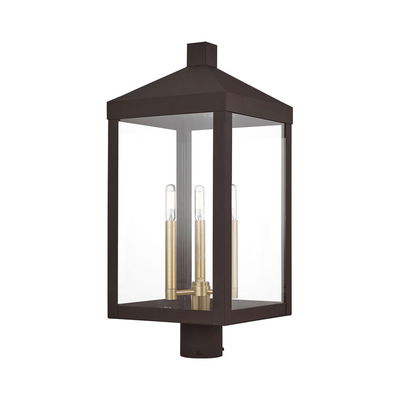 Nyack 3 Light Bronze Outdoor Post Top Lantern