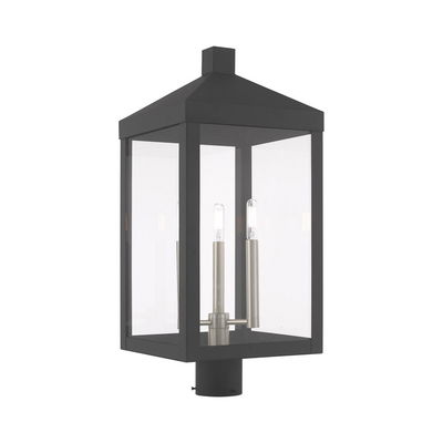Nyack 3 Light Scandinavian Gray Outdoor Post Top Lantern