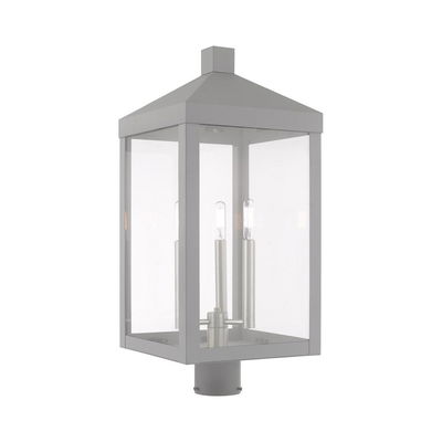 Nyack 3 Light Nordic Gray Outdoor Post Top Lantern