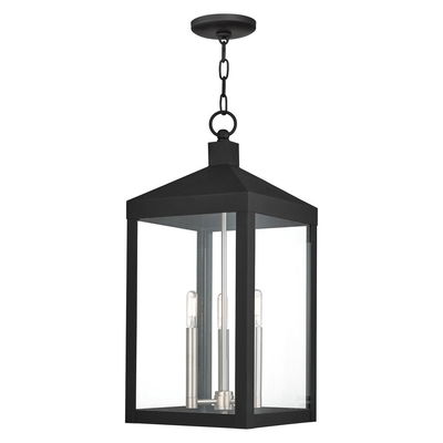 Nyack 3 Light Black Outdoor Pendant Lantern
