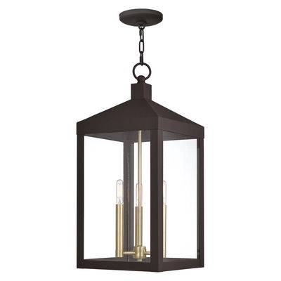 Nyack 3 Light Bronze Outdoor Pendant Lantern