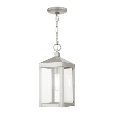 Nyack 1 Light Brushed Nickel Outdoor Pendant Lantern