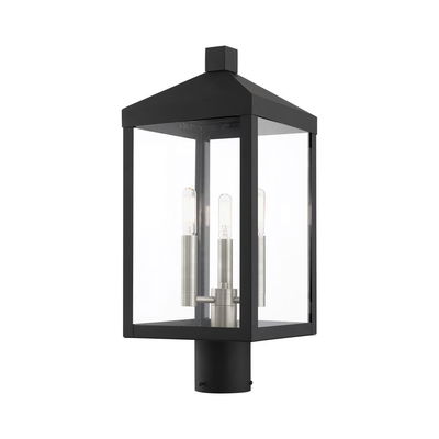 Nyack 3 Light Black Outdoor Post Top Lantern