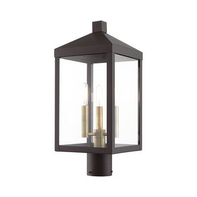 Nyack 3 Light Bronze Outdoor Post Top Lantern