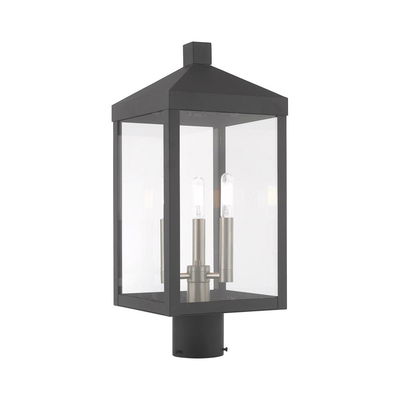 Nyack 3 Light Scandinavian Gray Outdoor Post Top Lantern