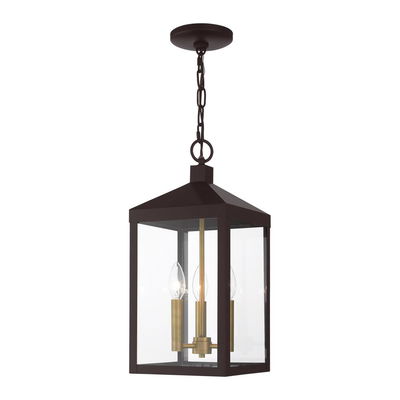 Nyack 3 Light Bronze Outdoor Pendant Lantern