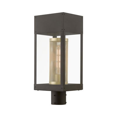 Franklin 1 Light Bronze with Soft Gold Candle Outdoor Post Top Lantern