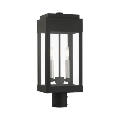 York 2 Light Black Outdoor Post Top Lantern