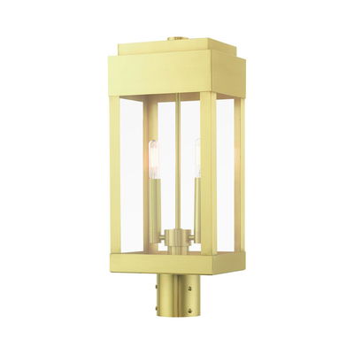York 2 Light Satin Brass Outdoor Post Top Lantern