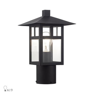 Crestlake 1 Light Satin Gold Medium Outdoor Post Top Lantern with Clear Glass