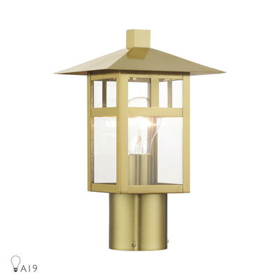 Crestlake 1 Light Textured Black Medium Outdoor Post Top Lantern with Clear Glass
