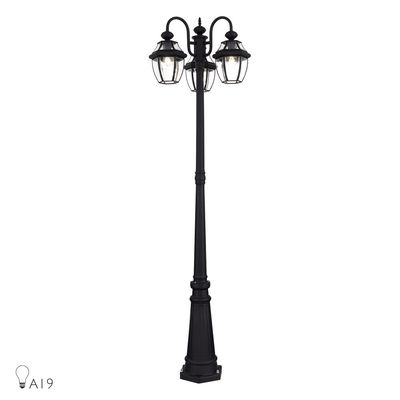 Monterey Multi Head Black Outdoor Post Light with Clear Beveled Glass