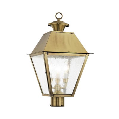 Mansfield 3 Light Antique Brass Post Top Lantern