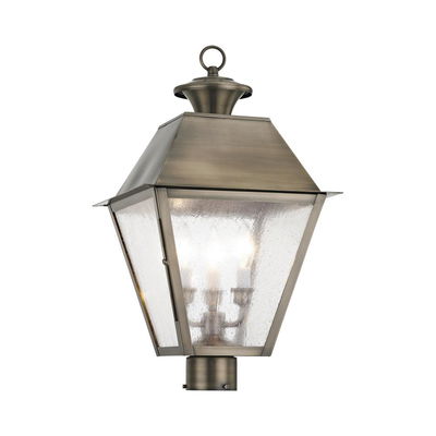 Mansfield 3 Light Vintage Pewter Post Top Lantern