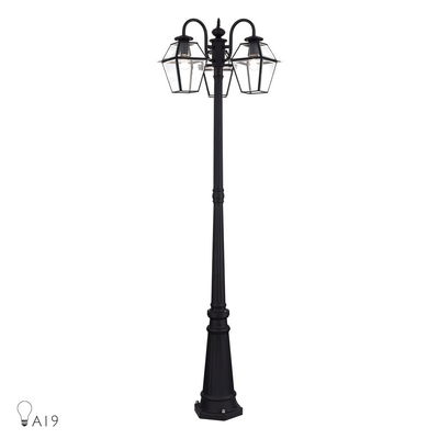 Westover Multi Head Black Outdoor Post Light with Clear Beveled Glass