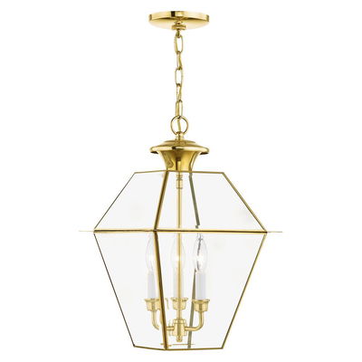 Westover 3 Light Polished Brass Outdoor Lantern 
