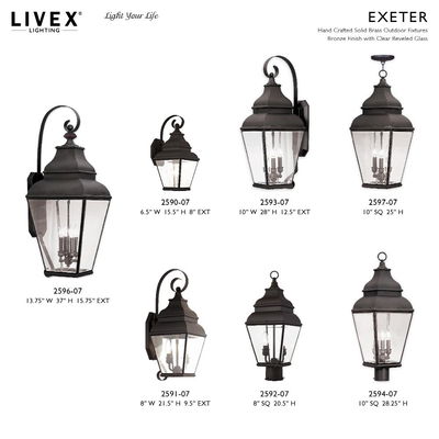 Exeter 4 Light Bronze Outdoor Wall Lantern