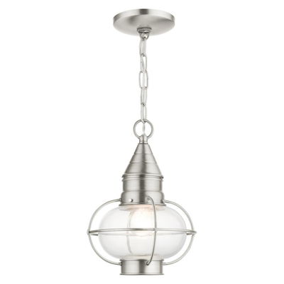 Newburyport 1 Light Brushed Nickel Outdoor Pendant Lantern