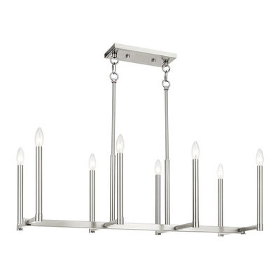 Alpine 8 Light Brushed Nickel Linear Chandelier