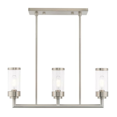 Hillcrest 3 Light Brushed Nickel Linear Chandelier