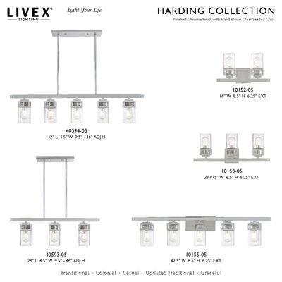 Harding 3 Light Polished Chrome Linear Chandelier