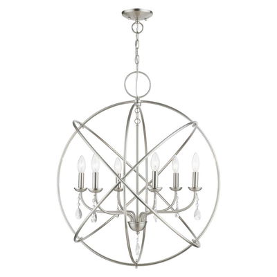 Aria 6 Light Brushed Nickel Globe Pendant Chandelier