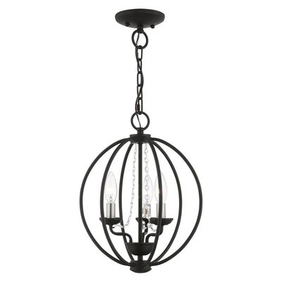 Arabella 3 Light Black with Brushed Nickel Finish Candles Globe Convertible Mini Chandelier/ Semi-Flush