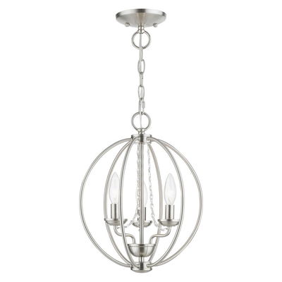 Arabella 3 Light Brushed Nickel Globe Convertible Mini Chandelier/ Semi-Flush