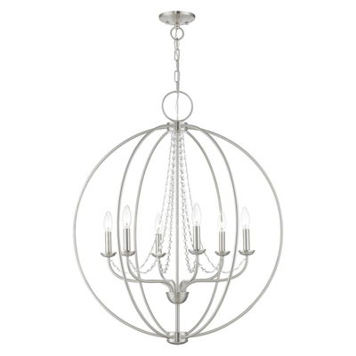 Arabella 6 Light Brushed Nickel Globe Pendant Chandelier