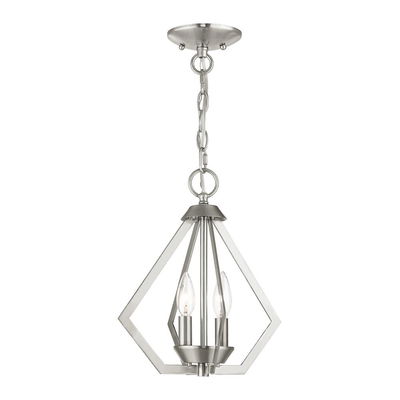 Prism 2 Light Brushed Nickel Chandelier/Ceiling Mount