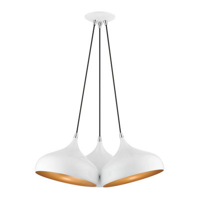 Amador 3 Light Shiny White Cluster Pendant