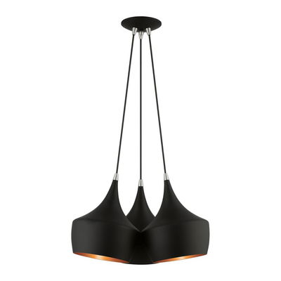 Waldorf 3 Light Black Cluster Pendant