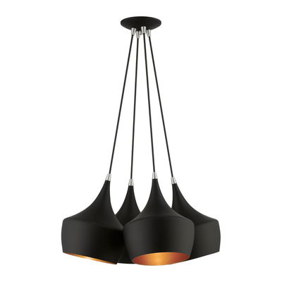 Waldorf 4 Light Black Cluster Pendant