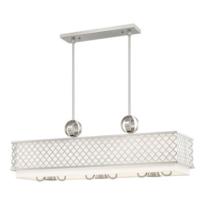 Arabesque 6 Light Brushed Nickel Linear Chandelier