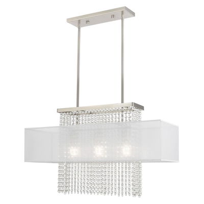 Bella Vista 3 Light Brushed Nickel Linear Chandelier