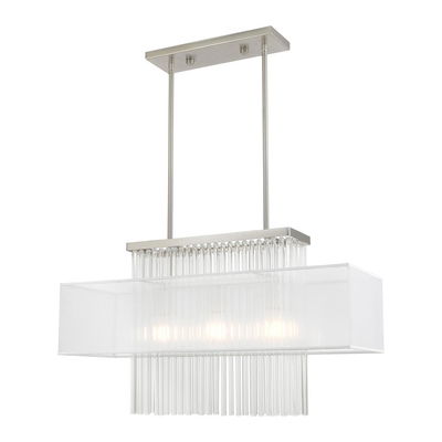 Alexis 3 Light Brushed Nickel Linear Chandelier
