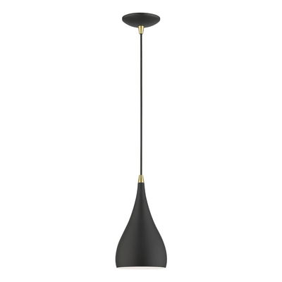 Amador 1 Light Textured Black with Antique Brass Accents Mini Pendant
