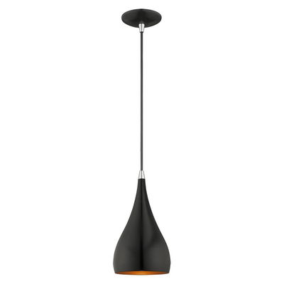 Amador 1 Light Shiny Black Single Pendant