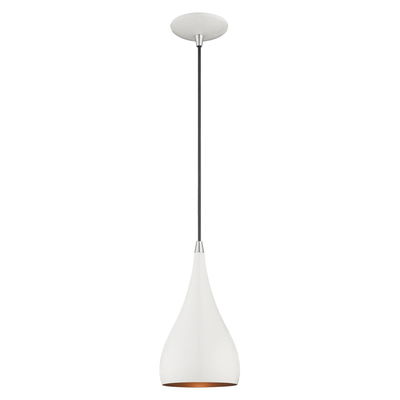 Amador 1 Light Shiny White Single Pendant