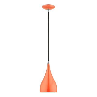 Amador 1 Light Shiny Orange with Polished Chrome Accents Mini Pendant