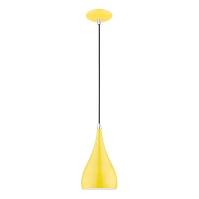 Amador 1 Light Shiny Yellow with Polished Chrome Accents Mini Pendant
