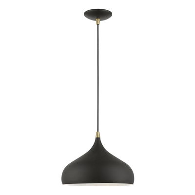 Amador 1 Light Textured Black with Antique Brass Accents Pendant