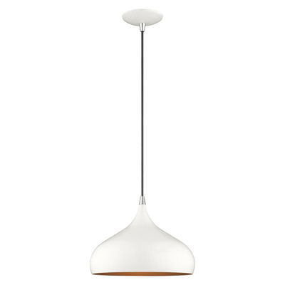 Amador 1 Light Shiny White Single Pendant