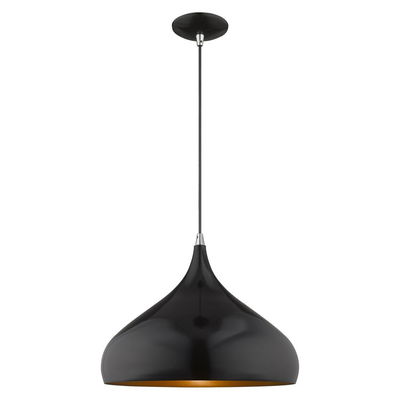 Amador 1 Light Shiny Black Single Pendant