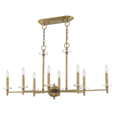 Bennington 8 Light Antique Brass Linear Chandelier