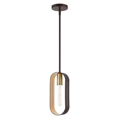 Ravena 1 Light Bronze with Antique Brass Accents Pendant